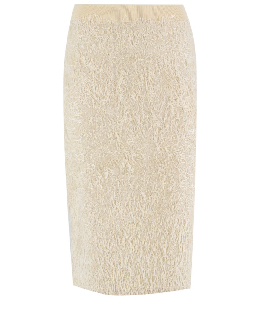 Fabiana Filippi Frayed Texture Midi Skirt With Tailored Silhouette