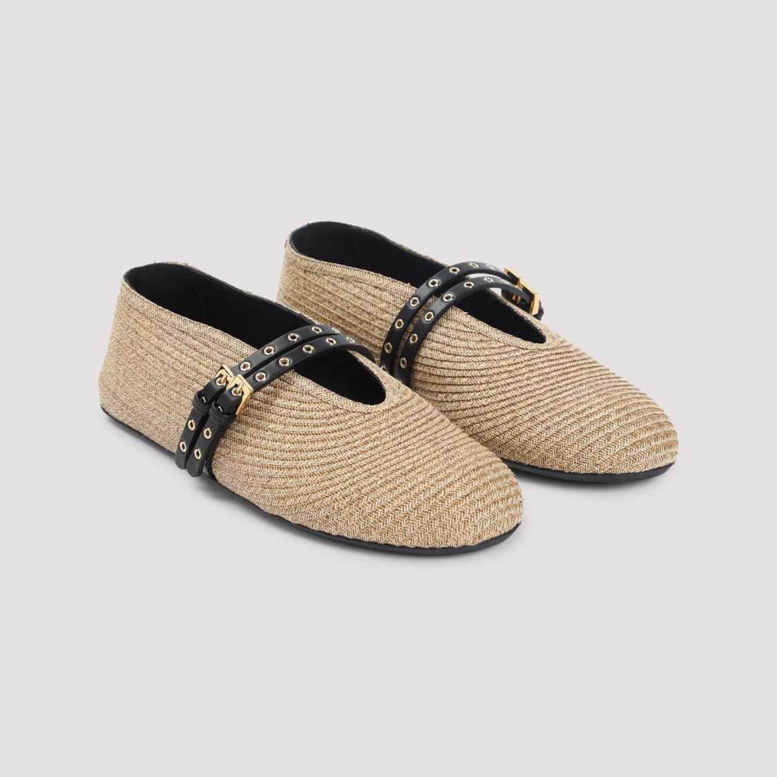 Alaïa Textured Ballerinas With Lambskin Accents In Neutral