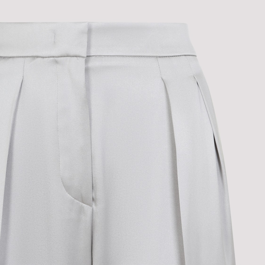 Giorgio Armani Grey Silk Satin Trousers With Double Pleats In Grey