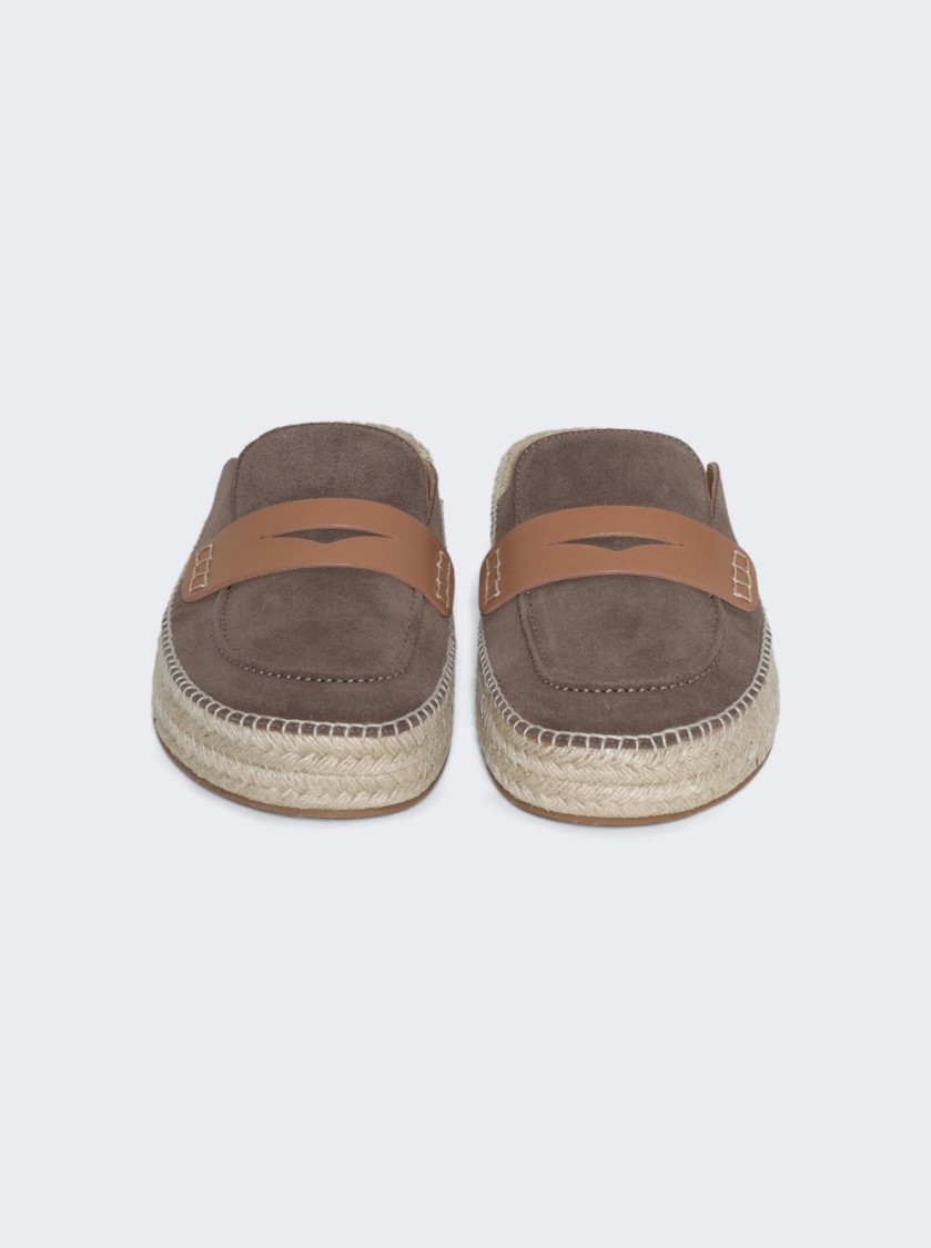 Shop Jw Anderson J. W. Anderson Espadrille Loafer Mules Taupe In Brown