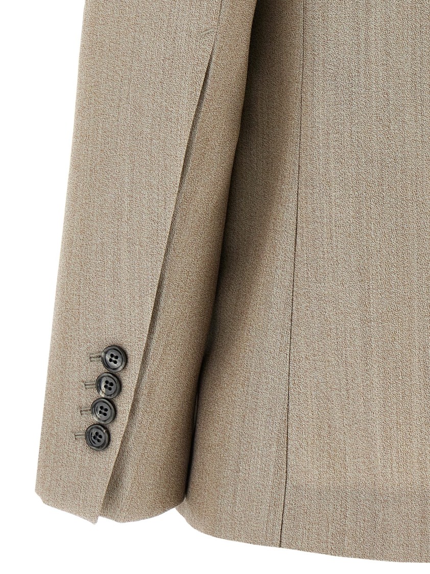 Ami Alexandre Mattiussi Ami Maxi Split Double-breasted Wool Blazer In Nude