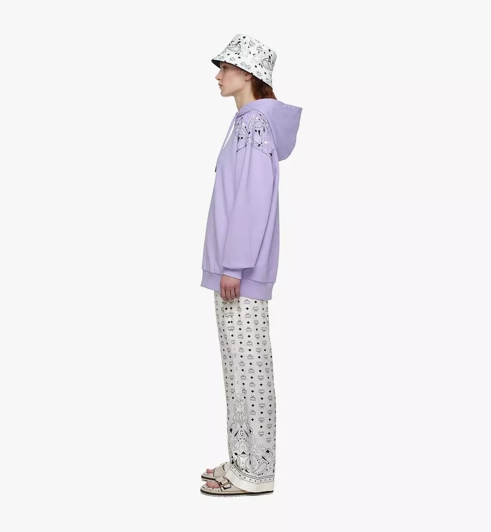 Mcm Oversized Hooded Sweatshirt With Bandana Monogram Print In Purple