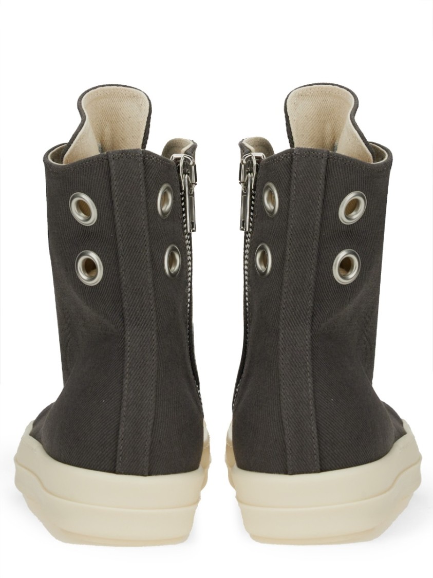 Rick Owens Drkshdw Drkshdw By Rick Owens High-top Cotton Sneakers In Grey