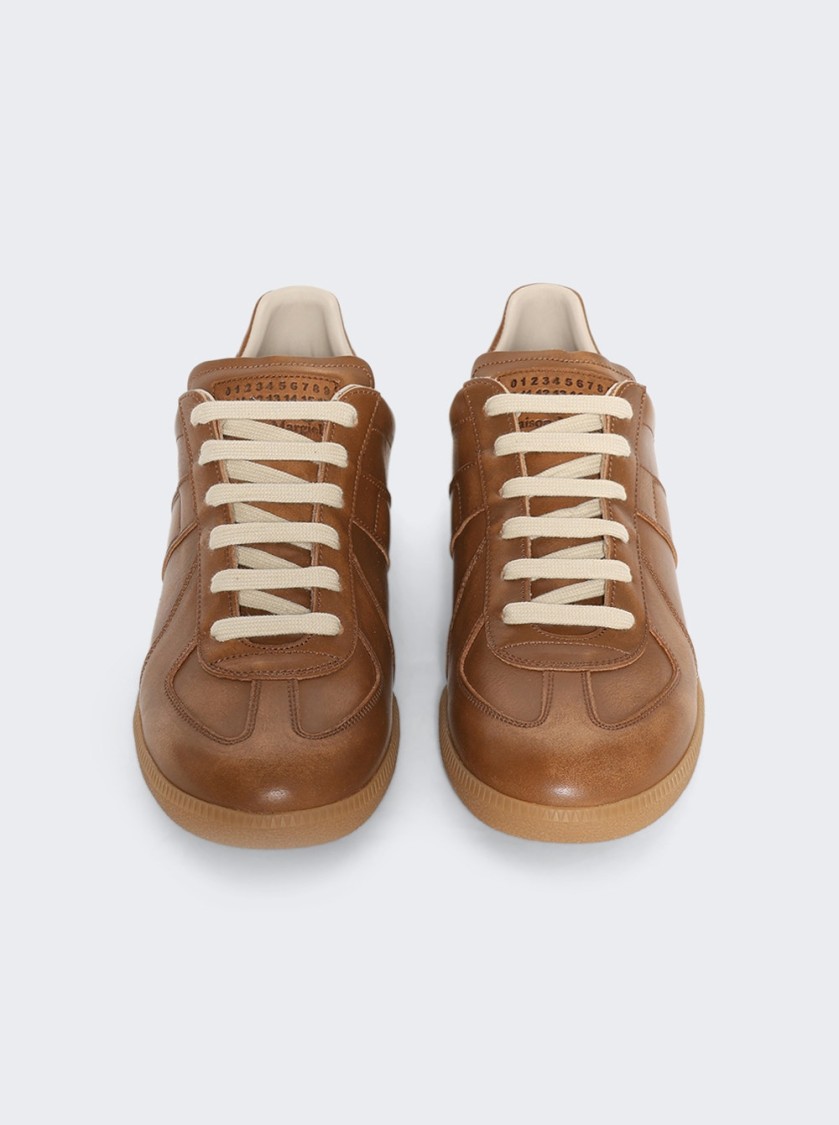 Maison Margiela Margiela Distressed Leather Replica Sneaker Brown In Brown