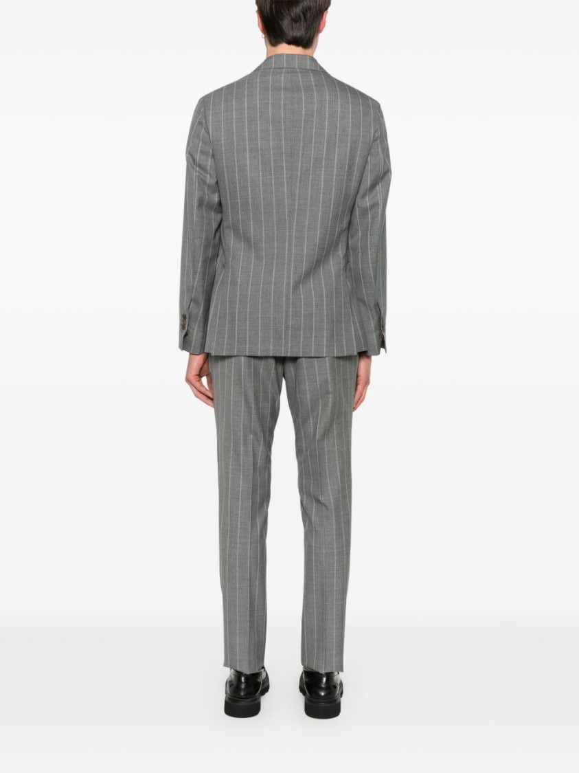 Drumohr Tailored Grey Virgin Wool Pinstripe Suit With Single-breasted Blazer