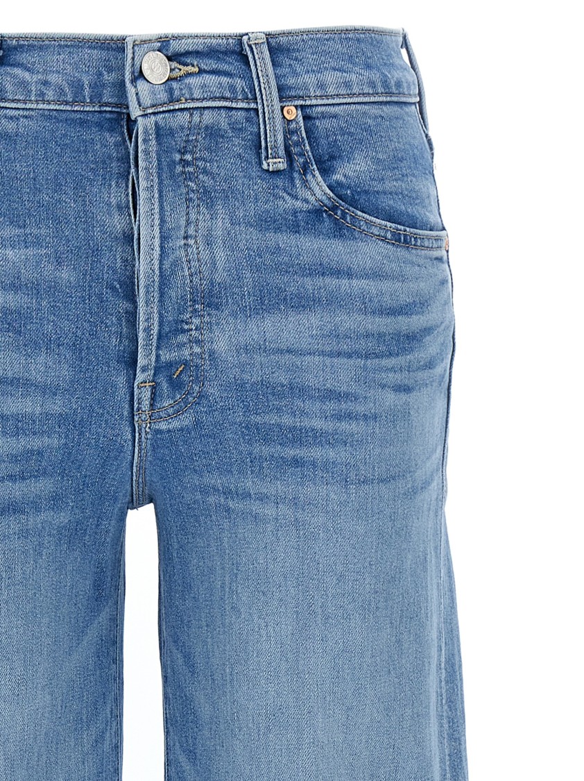 Mother Womens High On The Hog Hustler Roller Ankle Flared-leg Mid-rise Stretch-denim Jeans In Blue