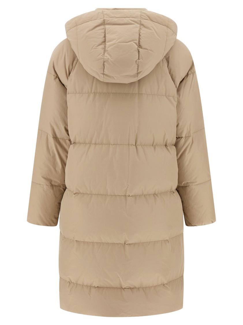 Brunello Cucinelli Shiny Zipper Pull Down Jacket In Brown