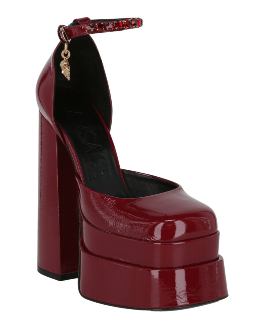 Versace Woman Pumps Burgundy Size 10 Soft Leather