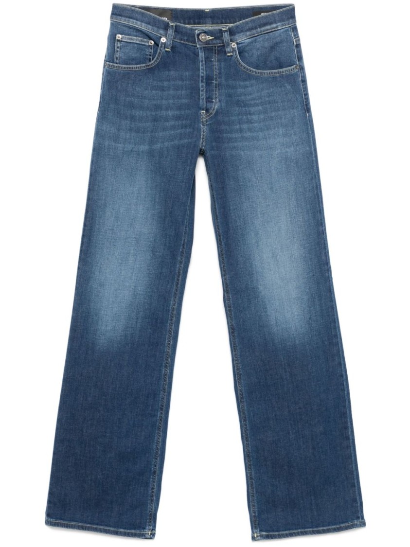 Dondup Fade-dyeing Patchwork Jeans Pants In Blue