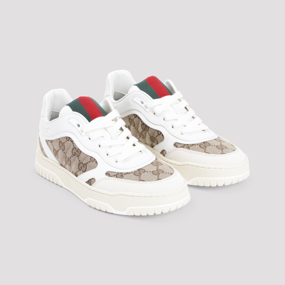 Gucci Re-web Trainer In Original Gg Canvas Women In White