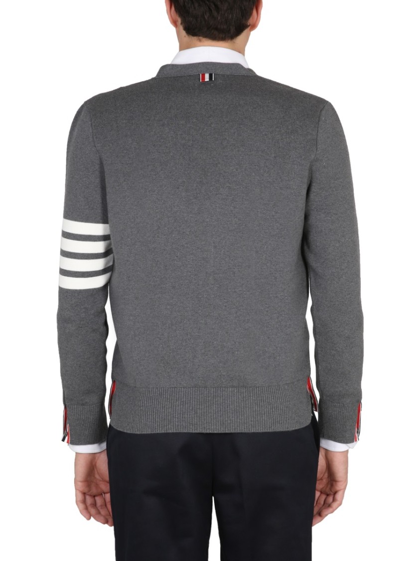 Shop Thom Browne Cotton Cardigan In Grey