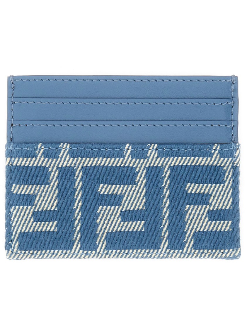 Fendi Blue Denim Cotton Card Holder