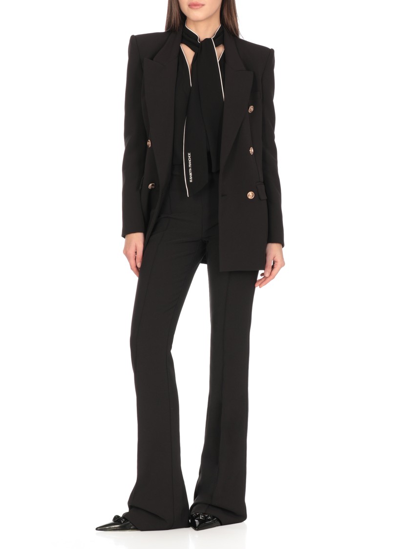 Elisabetta Franchi Crepe Double Breasted Blazer In Black