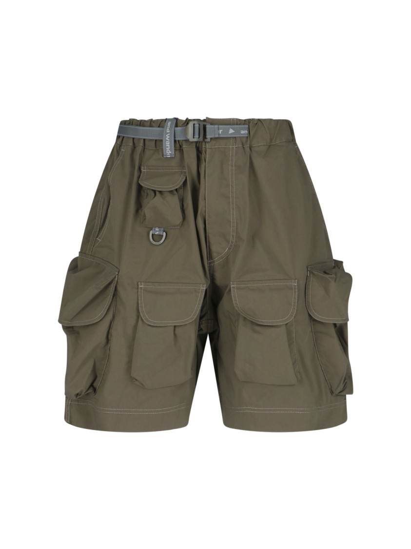 Shop And Wander Oversized Belted Cargo Shorts In Green Cotton Blend