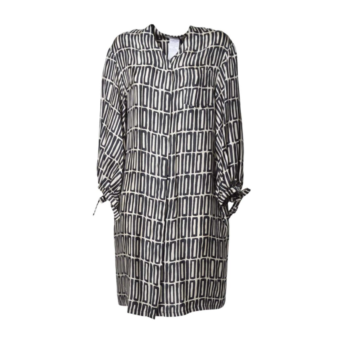 Max Mara Relaxed Midi Dress With Geometric Pattern And Button-down Front In Multi