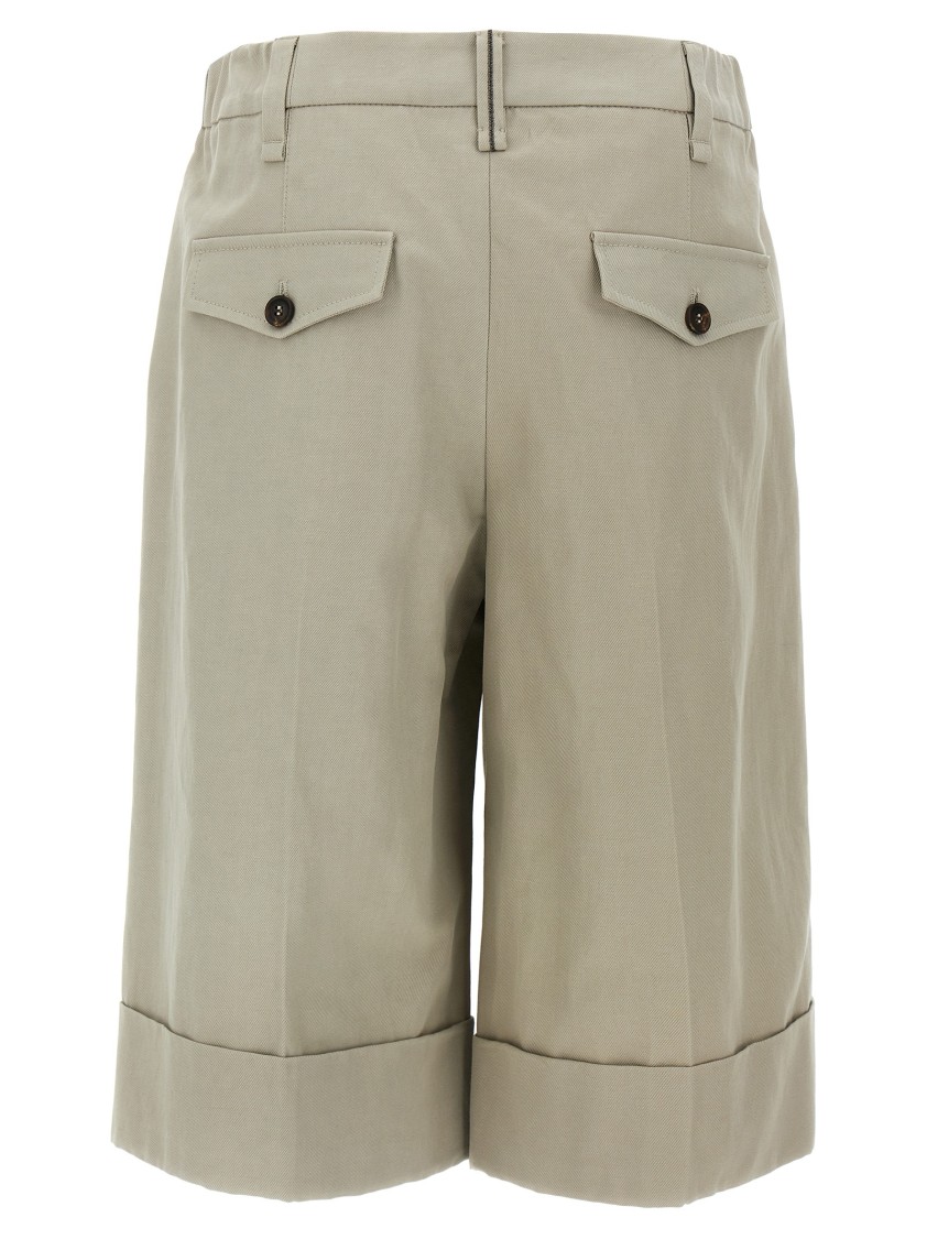 Brunello Cucinelli Bermuda Shorts With Monile Detail In Neutral