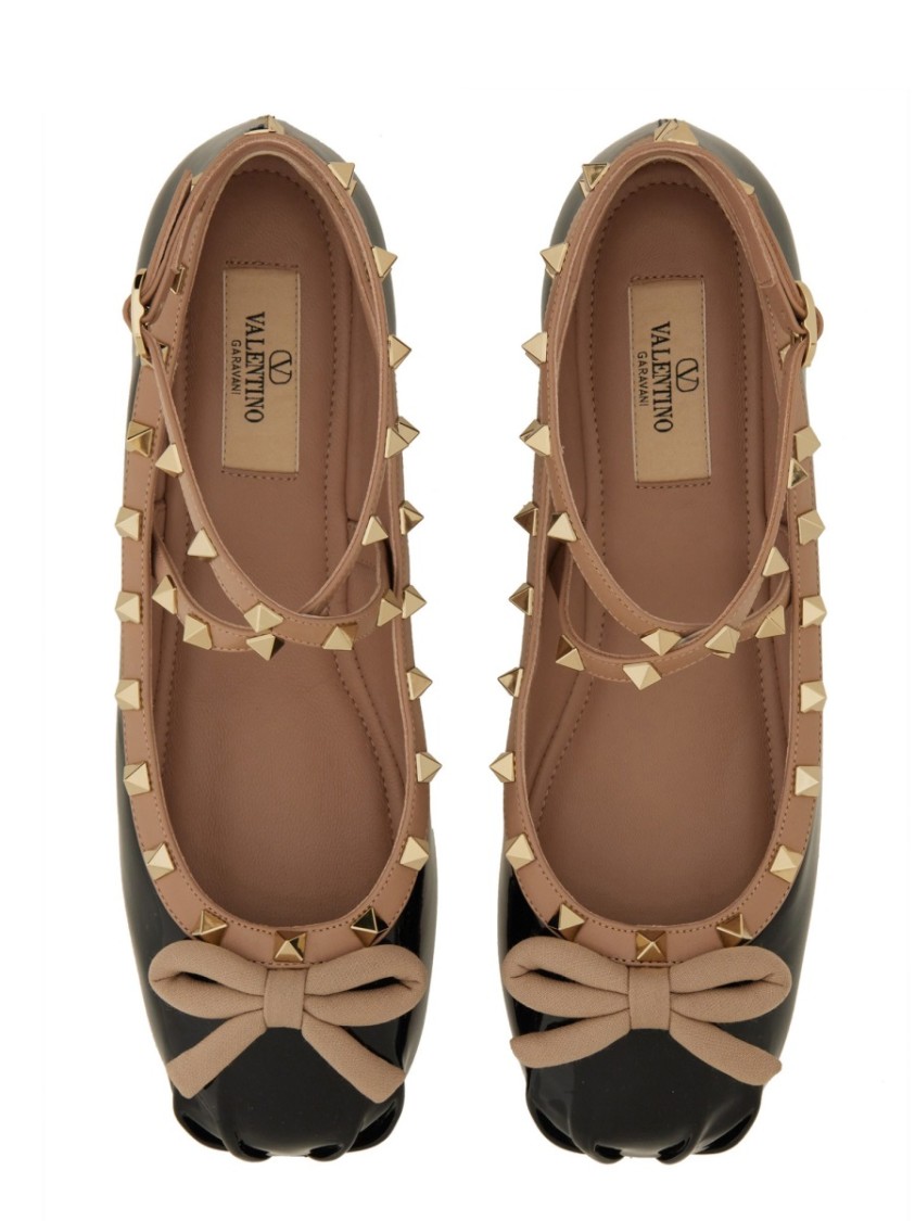 Valentino Rockstud Ballerina Patent-leather Pumps