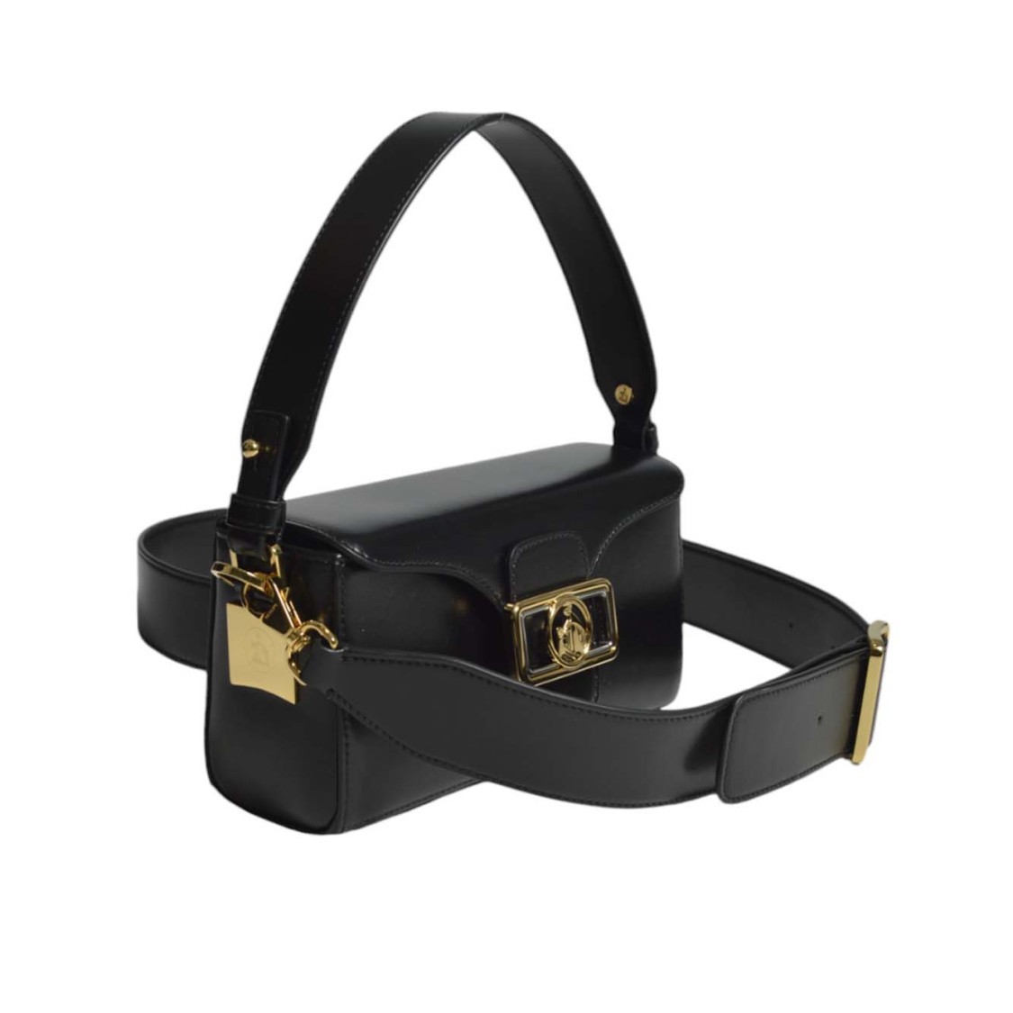 LANVIN LANVIN SHINY PENCIL NANO BLACK LEATHER HANDBAG