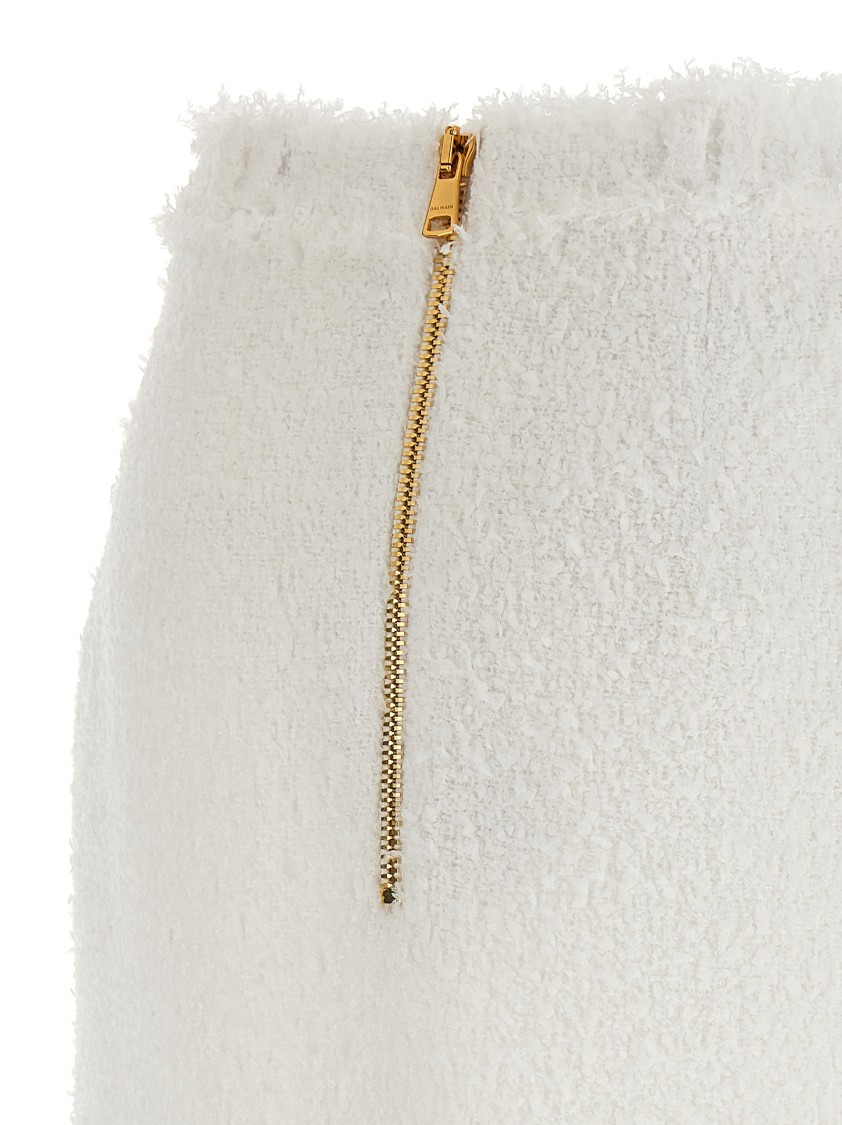 Balmain Eyelash Crop Top With Logoed Buttons In White