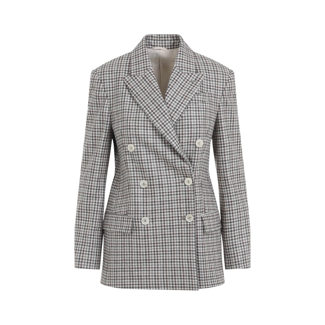 Brunello Cucinelli Double-breasted Virgin Wool Jacket With Check Pattern