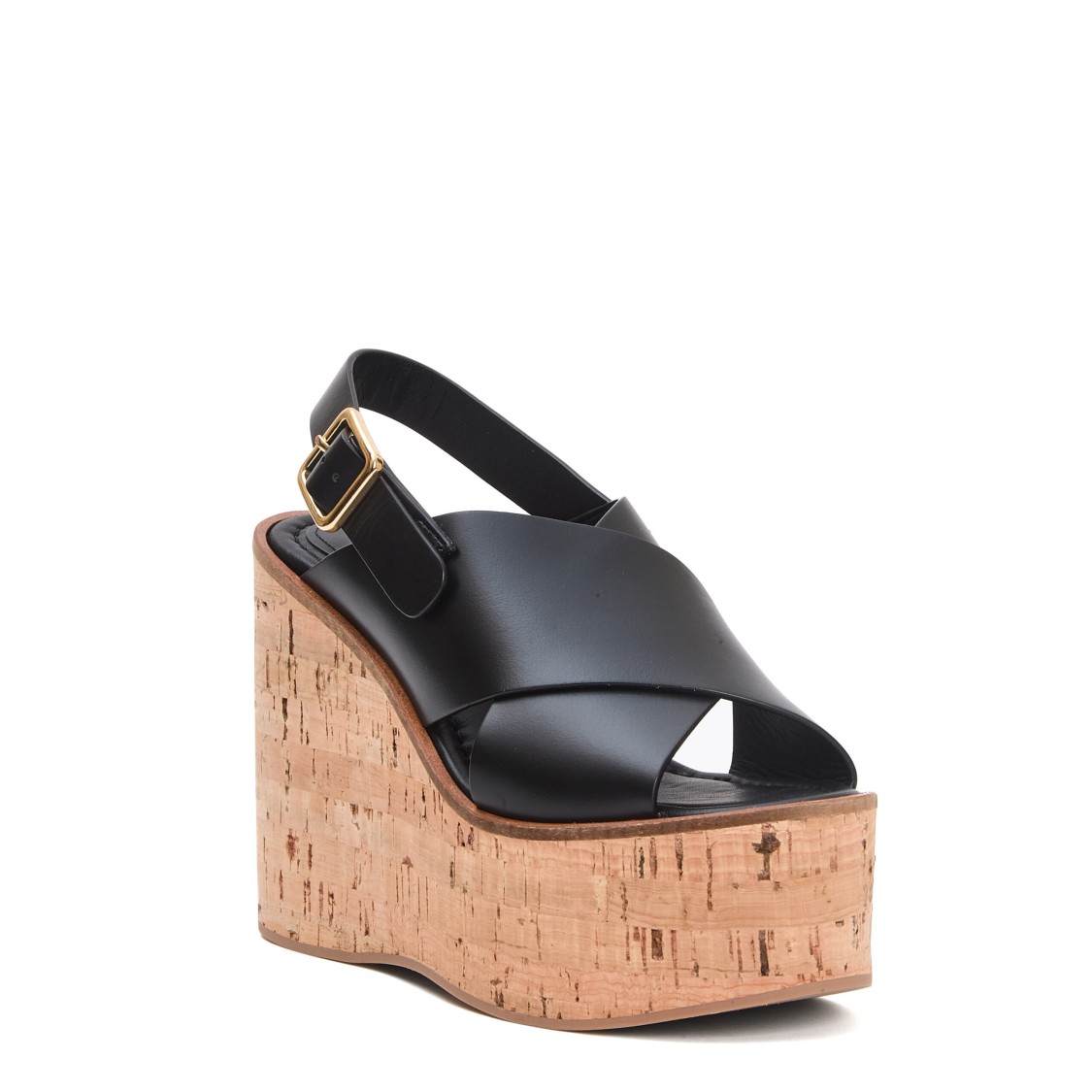 Paloma Barceló 110mm Crossover Slingback Wedge Sandals In Black