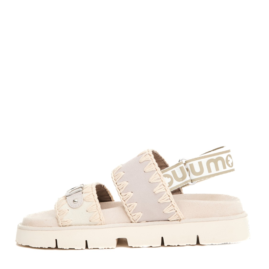 MOU MOU SUEDE AND CANVAS BEIGE SANDALS 