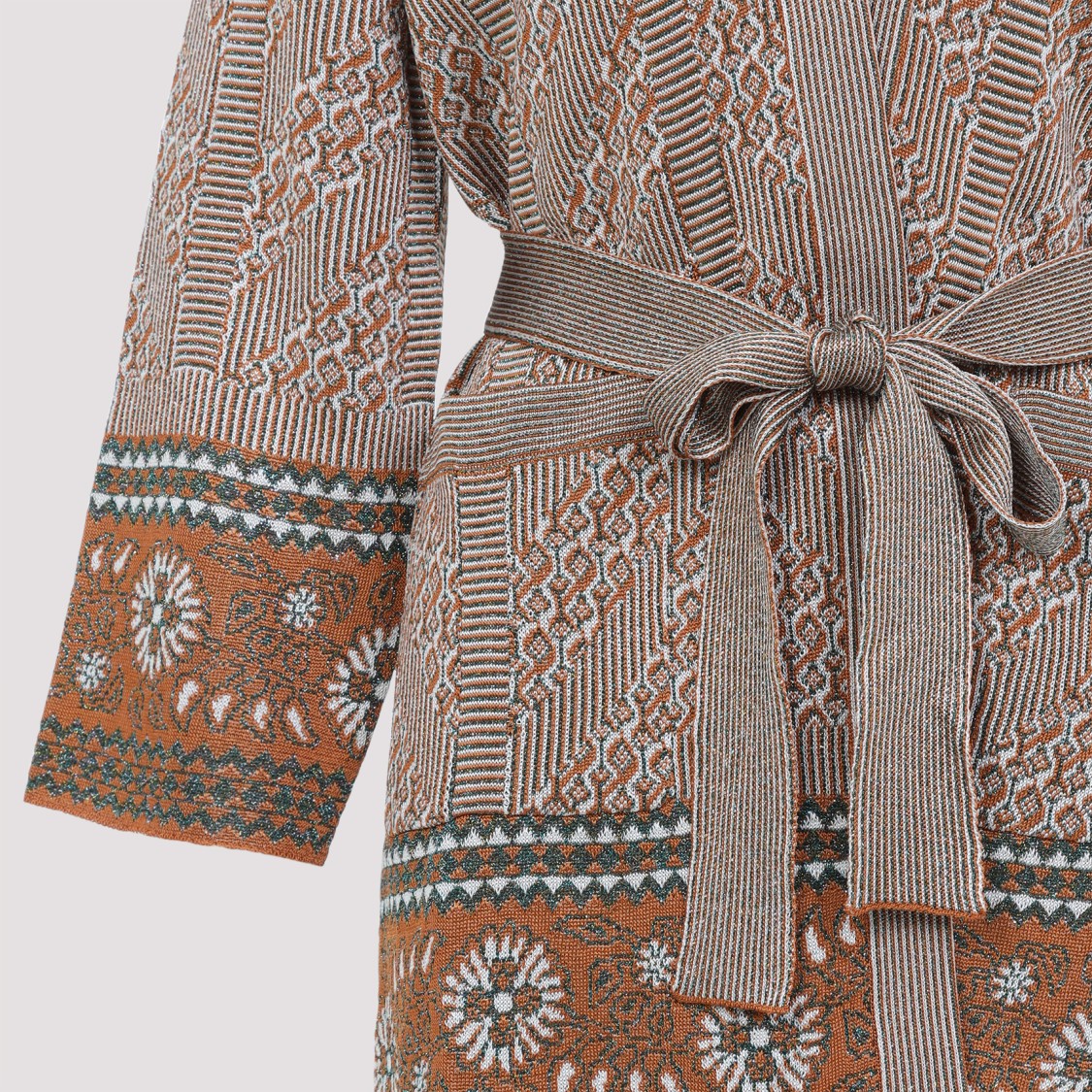 Valentino Womens Open-front Metallic Woven Cardigan Ginger Orange Gold Xl