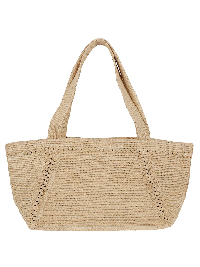 Patou Structured Raffia Tote Bag With Intricate Detailing