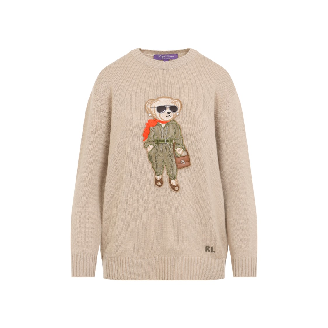 Polo Ralph Lauren Aviator Polo Bear Cashmere Sweater In Neutrals