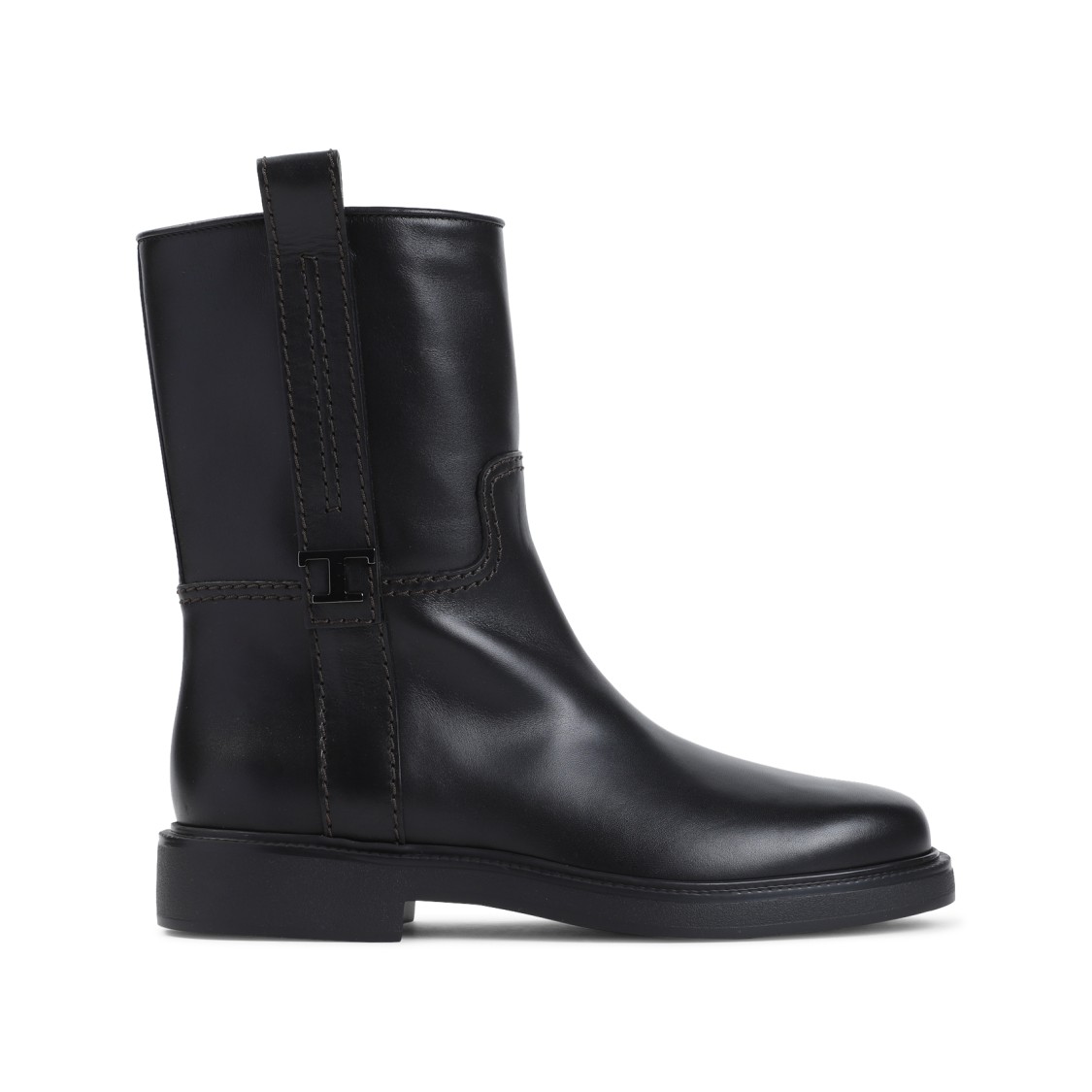 TOD'S TOD'S BLACK CALF LEATHER BOOTIE 