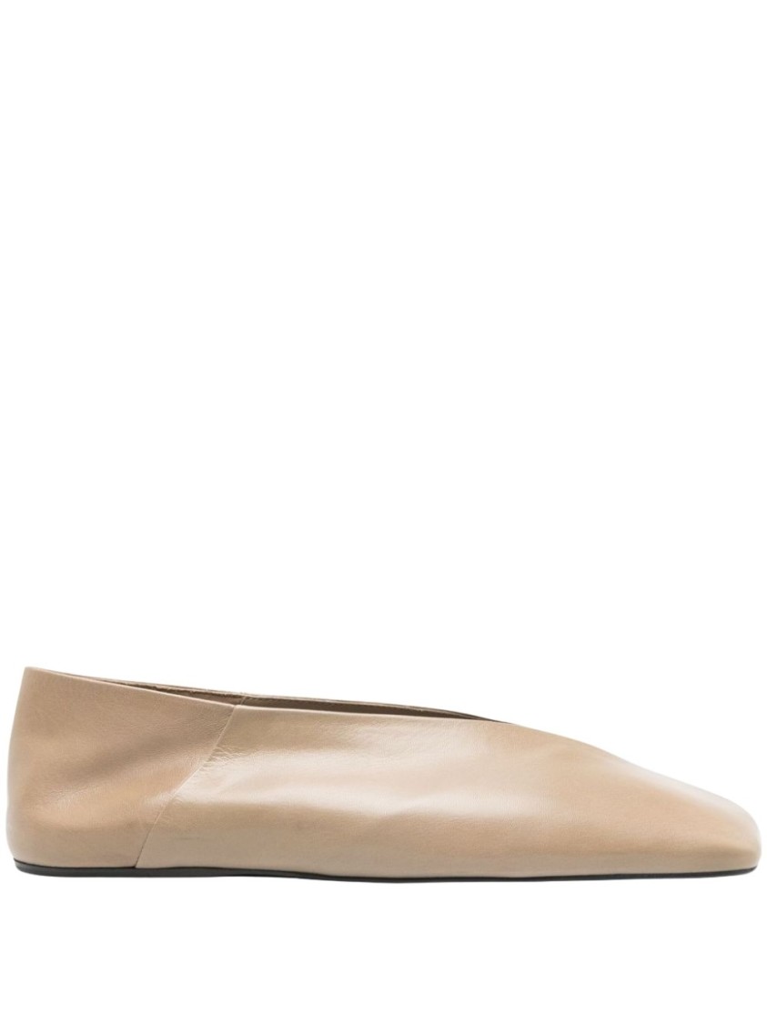 Jil Sander Sandy-colored Leather Ballet Flats In Neutrals