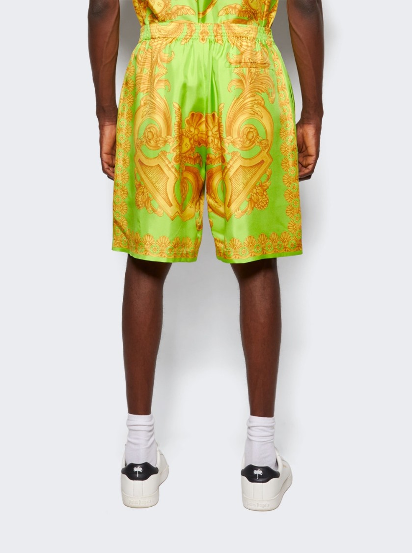 Versace Barocco 660 Silk Shorts In Green