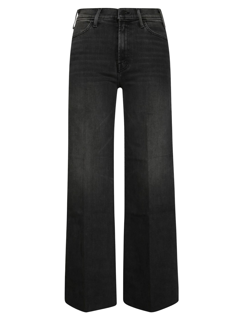 Mother The Hustler Roller Sneak Fray Jeans In Black