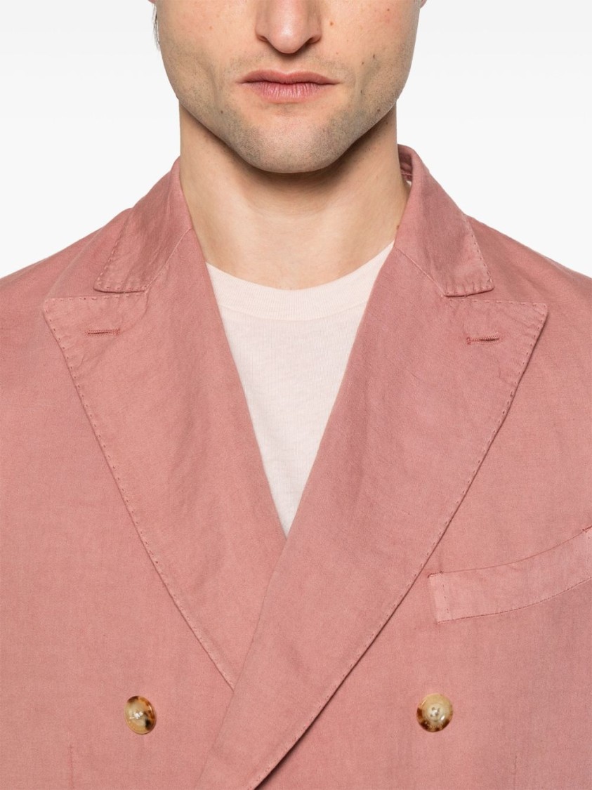 Boglioli Double-breasted Tailored Black Jacket With Fabric Blend In Pink