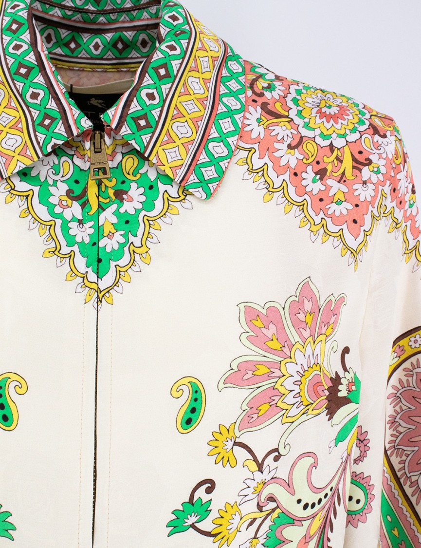 Shop Etro Cropped Jacket With Jacquard Print In Neutrals