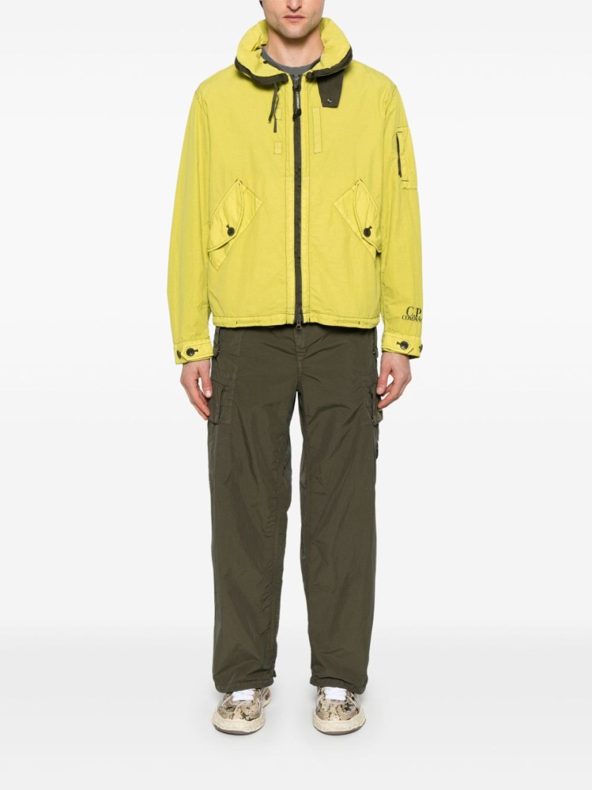 C.p. Company Avocado Green Jacket With Lapel Collar