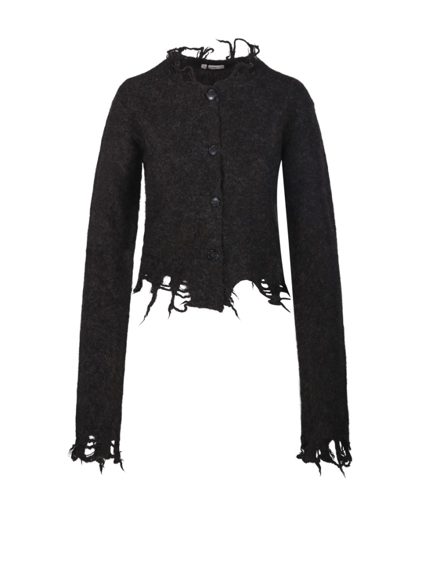 Haikure Jill Sweater With Long Sleeves And Distressed Edges In Black
