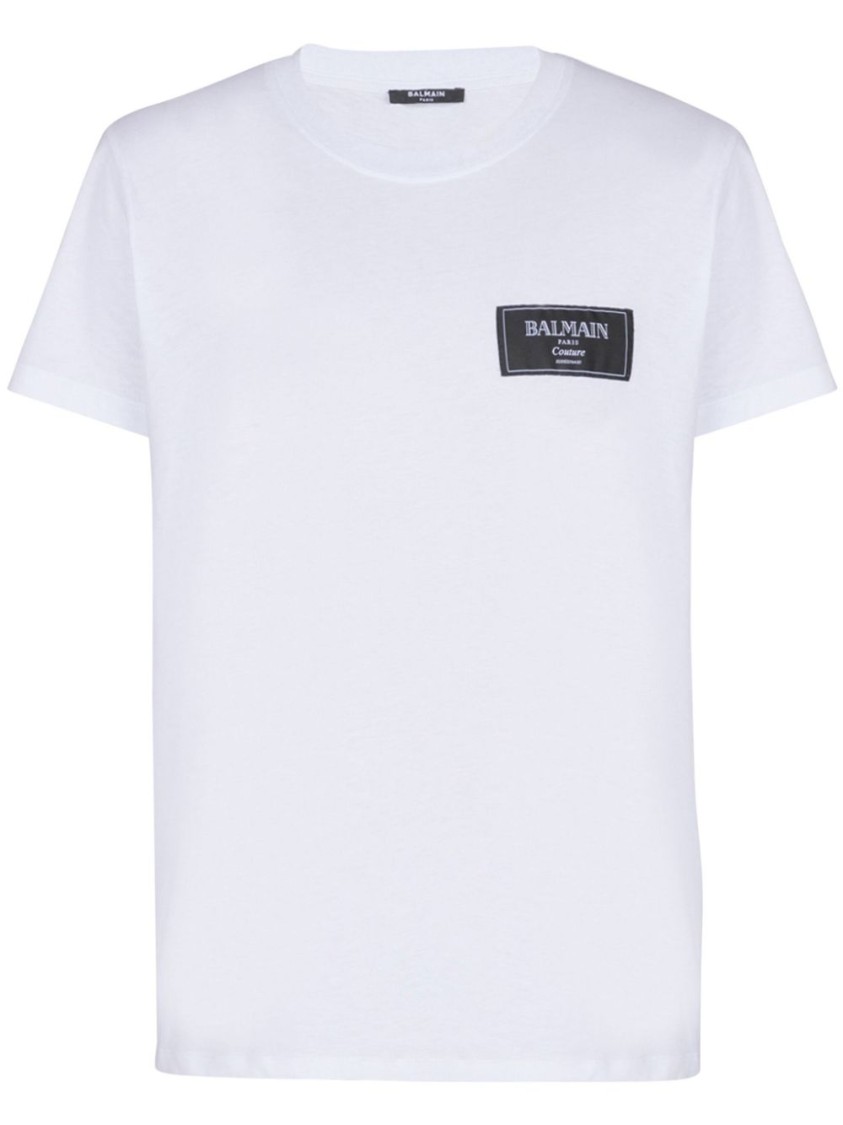 Shop Balmain Slim-fit White Cotton T-shirt