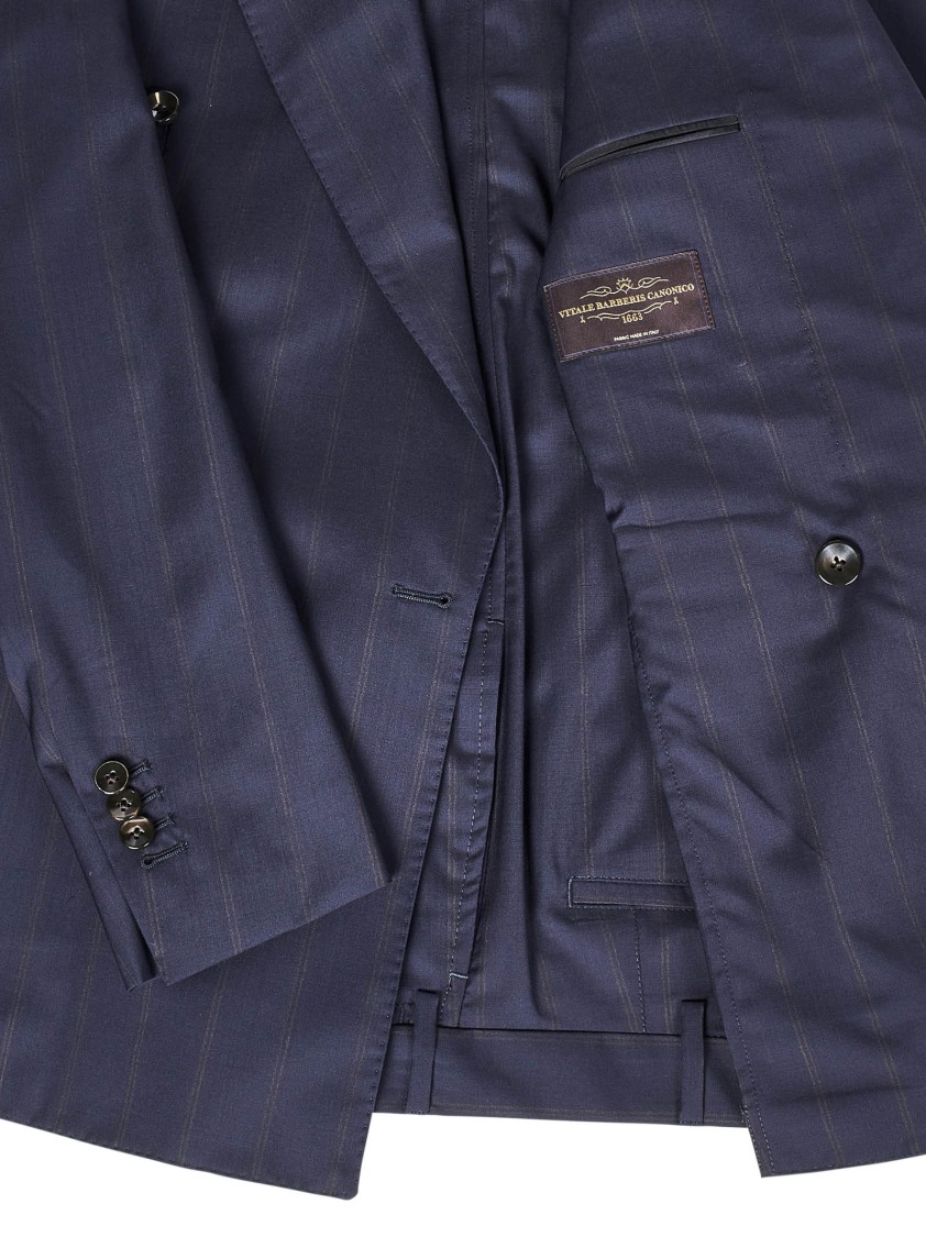 Franzese Collection Stefano De Martino Double-breasted Suit In Blue