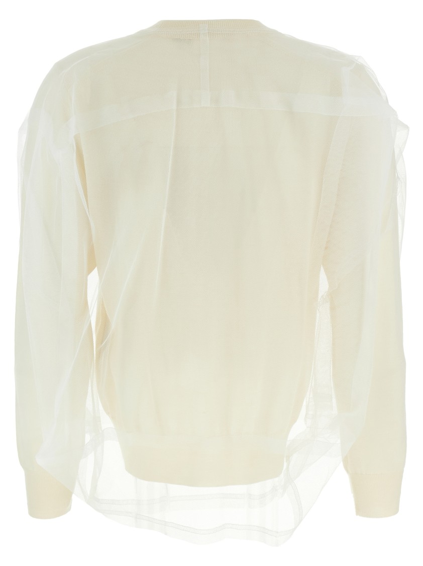 Comme Des Garçons Wool Sweater With Multilayer Tulle Detail In Yellow