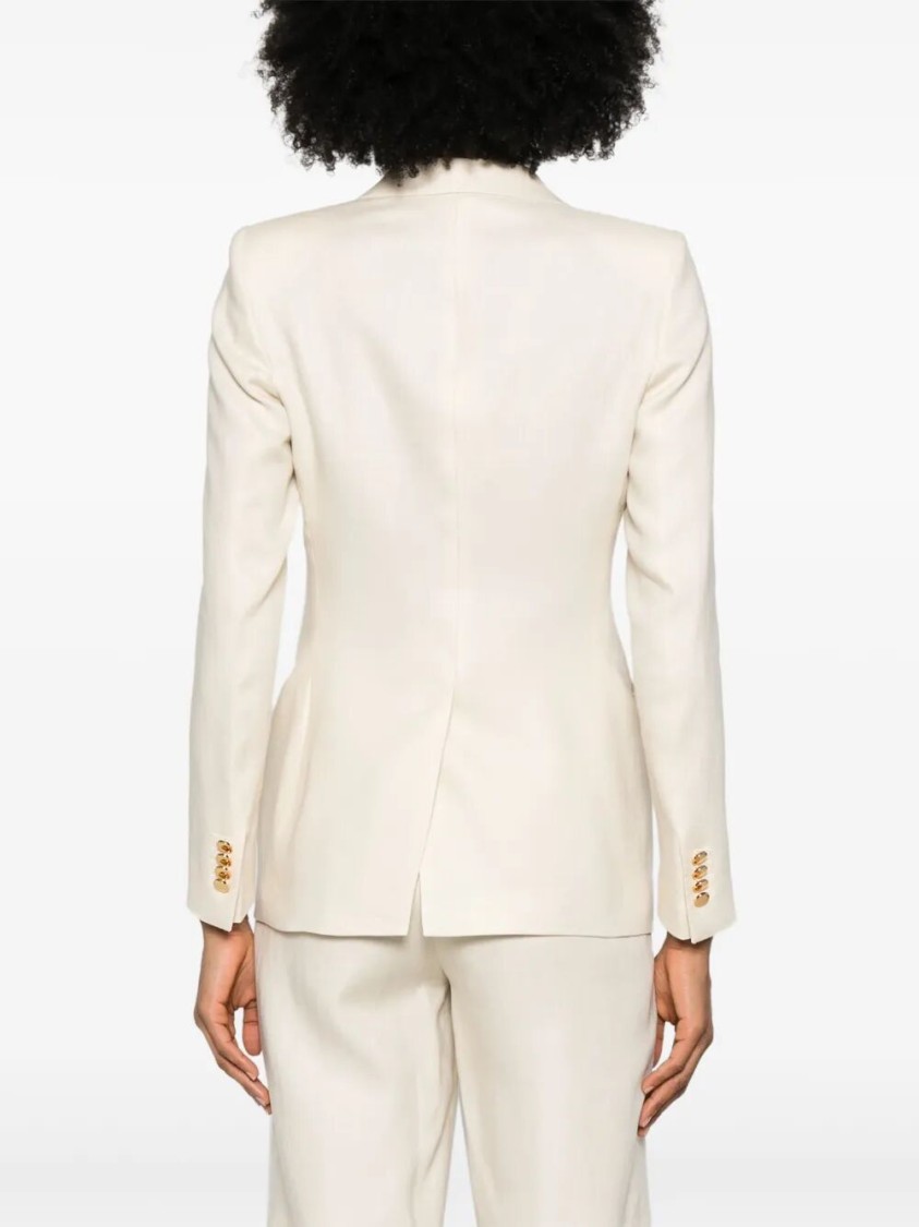 Tagliatore Tailored Linen Blazer With Notch Lapel In Neutral