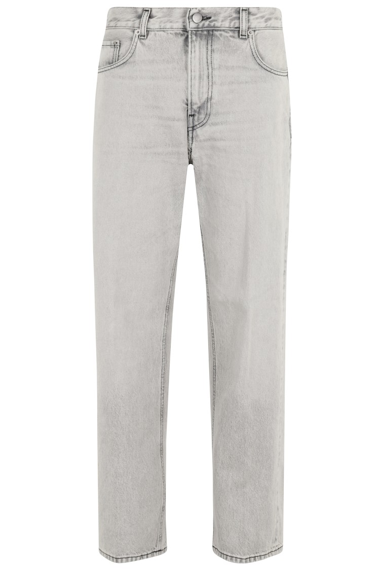Haikure Wide Washed Effect Jeans With Belt Loops In Gray