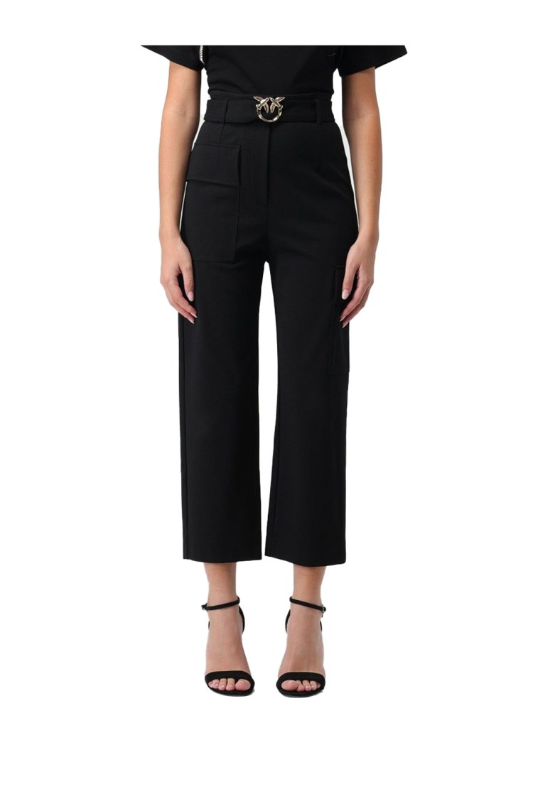 Shop Pinko Black Cropped Trousers