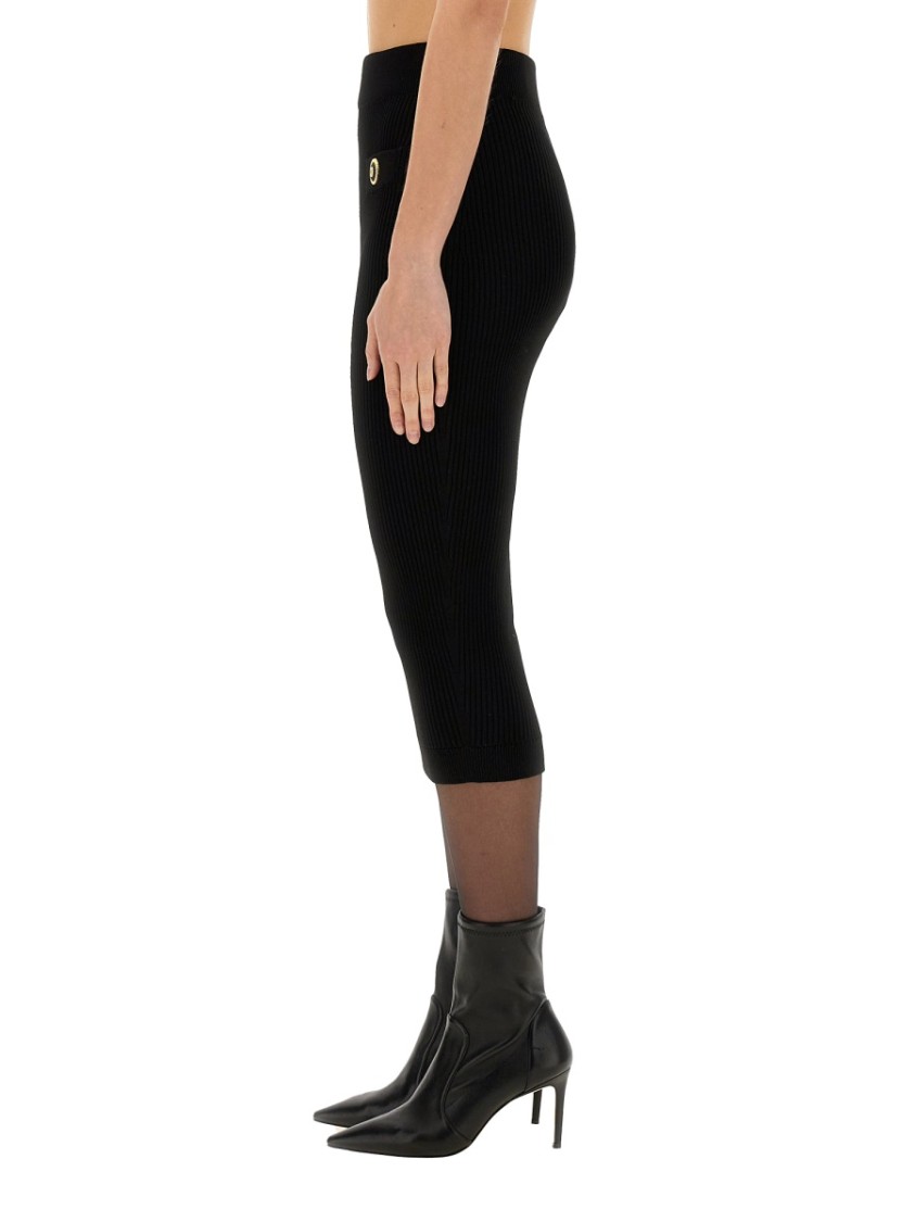 Shop Balmain Ribbed Black Midi Skirt