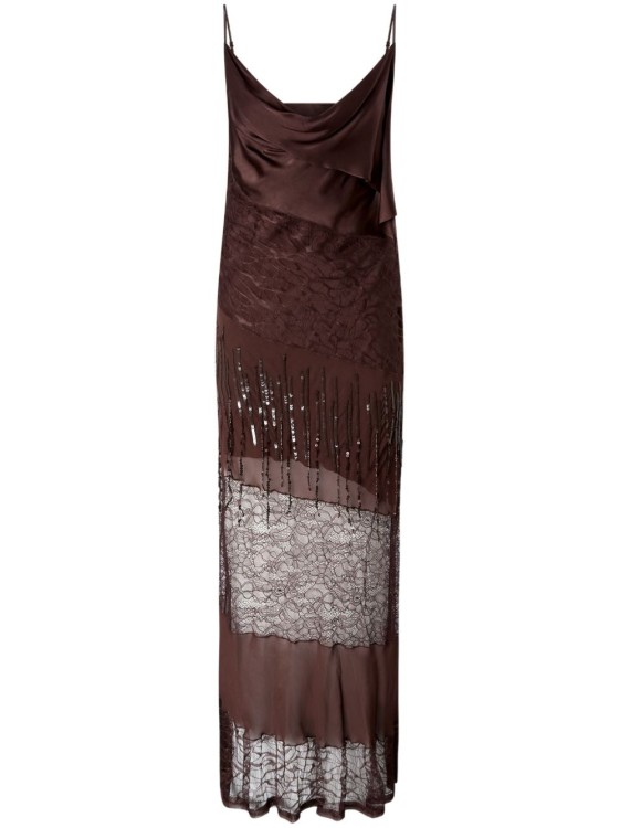 ワンピース PINKO Woman Dress Brown 104665A2CK LZ3 Pinko Brown Dress With Textured Panels And Intricate