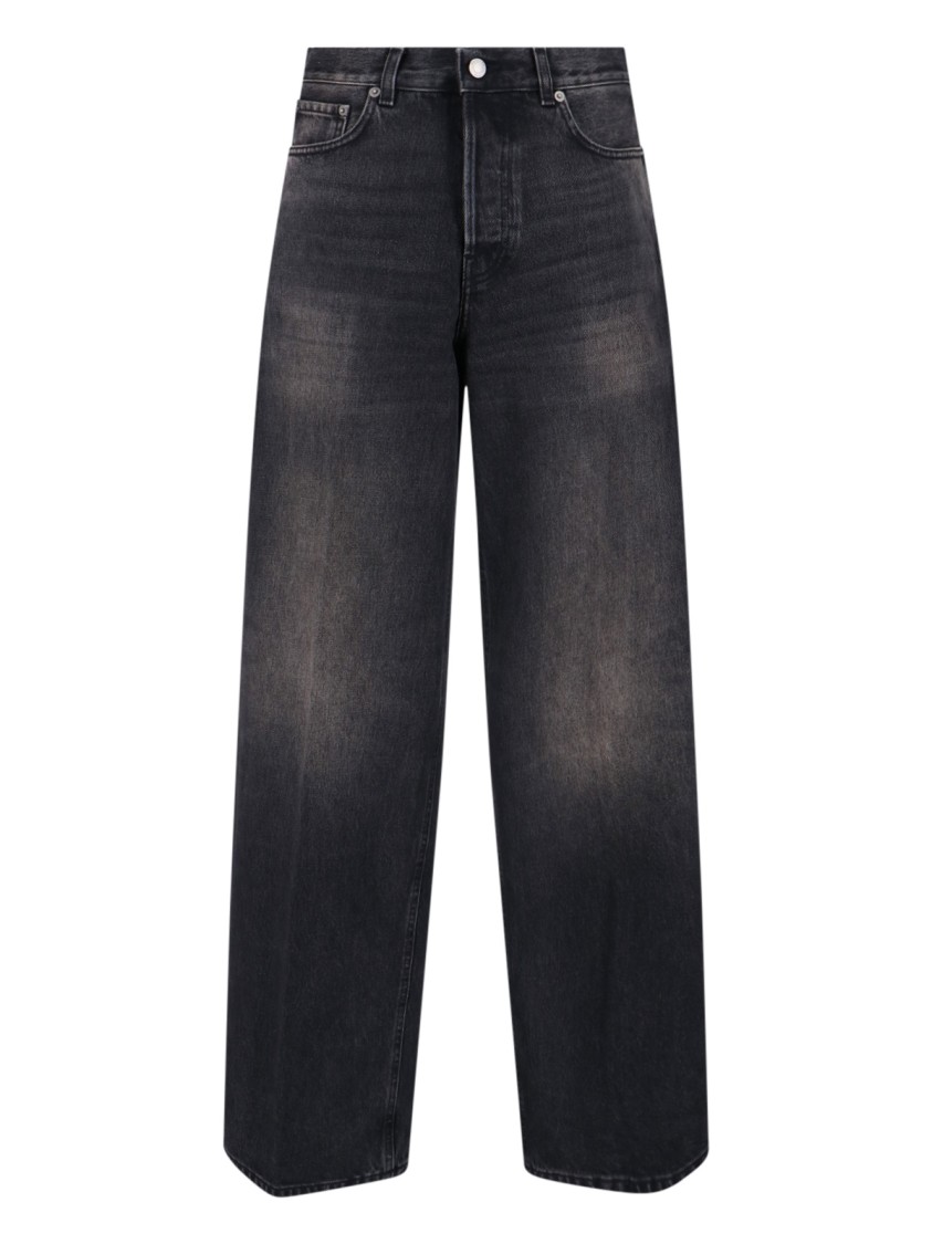 Haikure High-waisted Wide-leg Jeans With Vintage Faded Finish In Gray