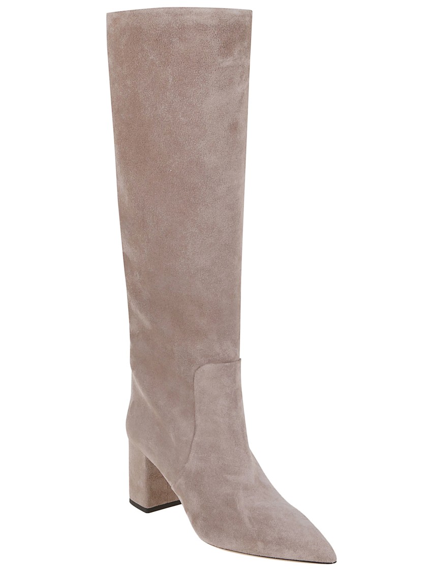 Paris Texas Leather Ankle Boots In Gray