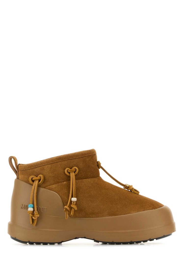 Moon Boot Caramel Suede Luna Low Ankle Boots In Brown
