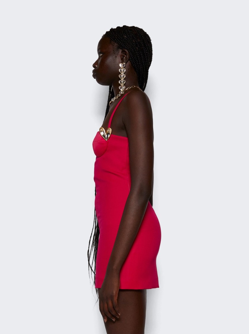 AREA AREA CRYSTAL HEART MINI DRESS RASPBERRY