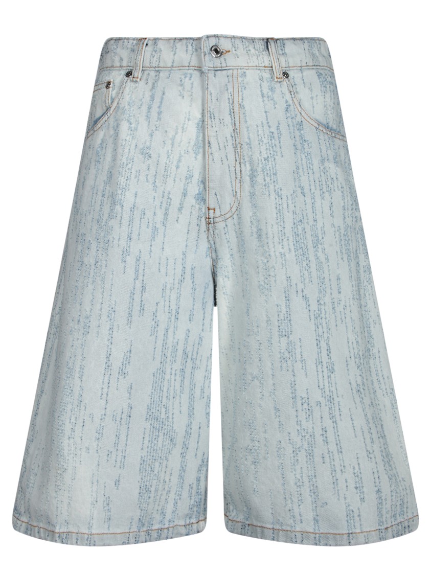 Msgm Faded Denim Blue Shorts With Relaxed Fit In Blue